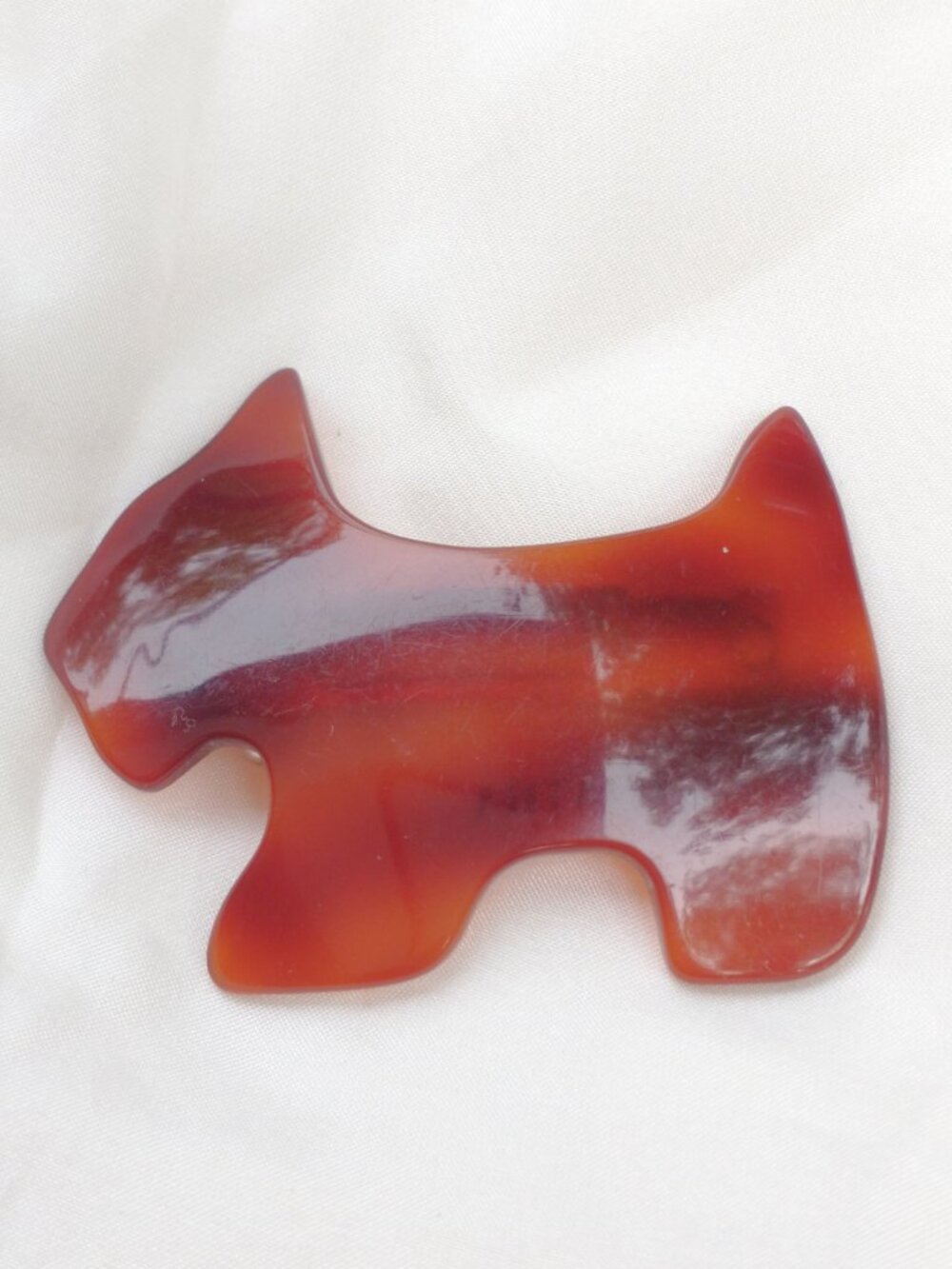 AGATHA Paris Scottie Dog Hair Clip – Tortoiseshell Faux Amber Barrette Vintage
